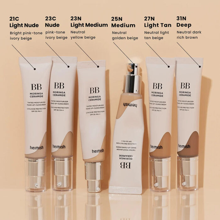 Heimish Moringa Ceramide BB Cream, Tinted Moisturizer Make-Up + Sunscreen, SPF 30 PA++, - Image 2