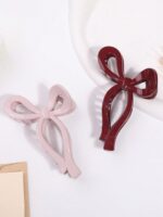 2pcs Women Korean Style Chic Bowknot Design High-End Large Hair Claw Clips Cute