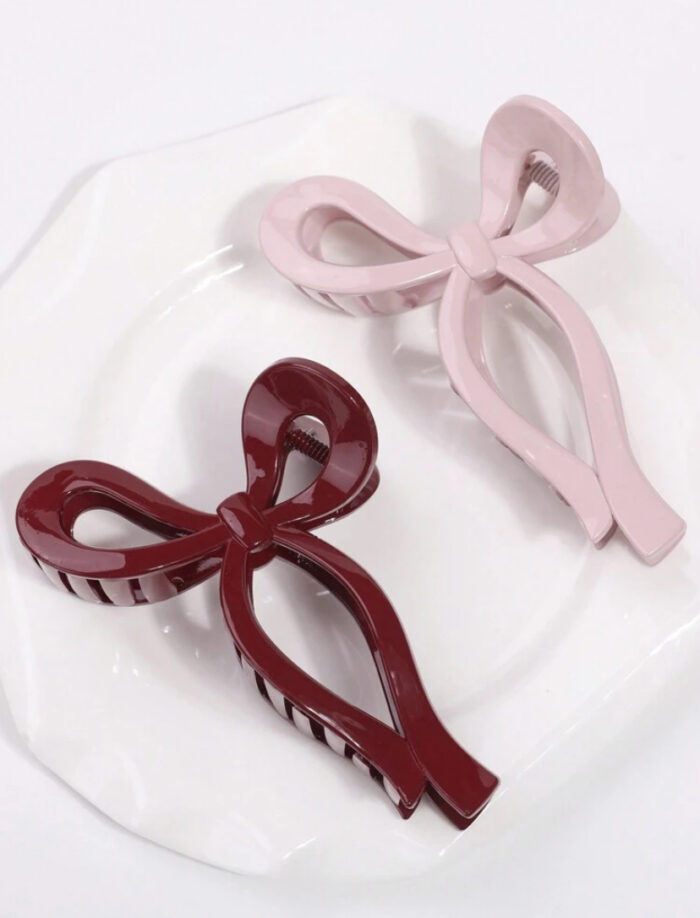 2pcs Women Korean Style Chic Bowknot Design High-End Large Hair Claw Clips Cute - Image 2