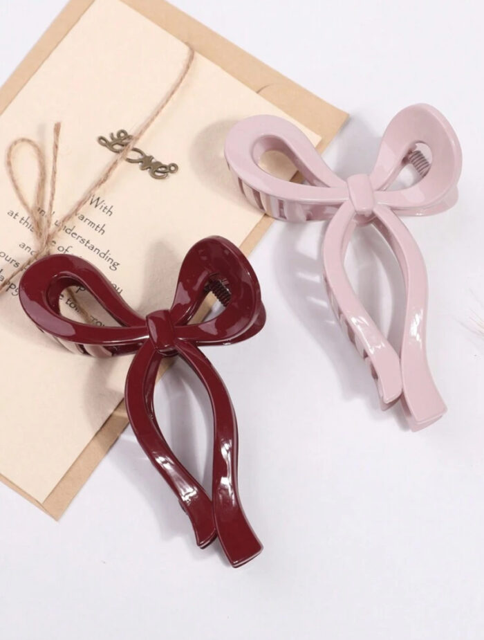 2pcs Women Korean Style Chic Bowknot Design High-End Large Hair Claw Clips Cute - Image 3