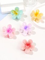 5pcs/Set Fresh And Lovely Five-Petal Flower Hair Claw Clip