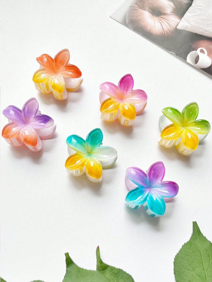 5pcs/Set Fresh And Lovely Five-Petal Flower Hair Claw Clip - Image 3