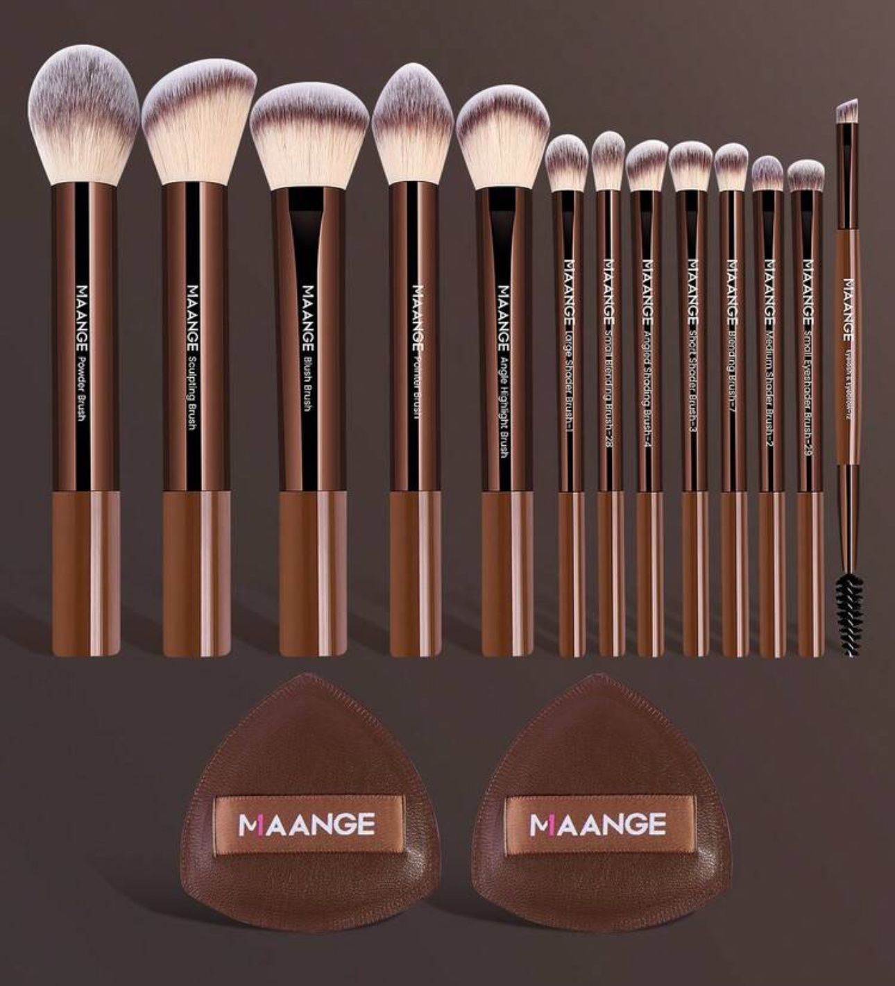 IMG_0899 Makeup Brush Set 13 Pcs + 2 powder puffs - الصورة 1