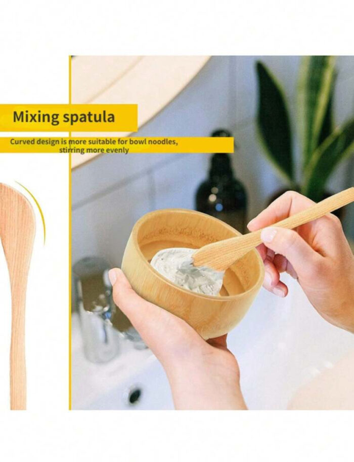 4pcs/Set Bamboo Facial Mask Bowl Set With Spatula - Image 3