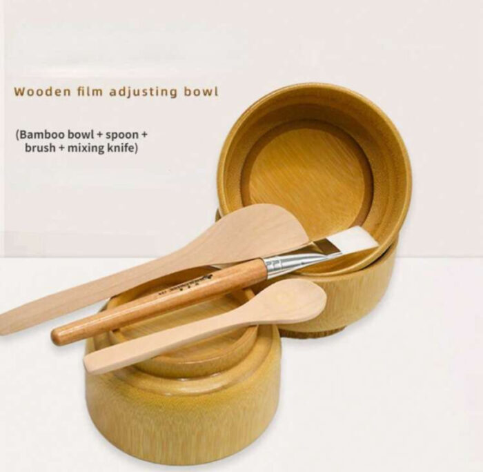 4pcs/Set Bamboo Facial Mask Bowl Set With Spatula - Image 6