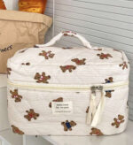 Beige Bear Pattern Large Capacity Multifunctional Cosmetie Bag - Image 3