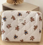 Beige Bear Pattern Large Capacity Multifunctional Cosmetie Bag - Image 4