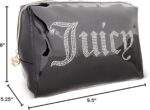 Juicy Couture Women's Cosmetics Bag - Travel Makeup and Toiletries Clutch Wedge Pouch, Black with Rhinestones - Image 3