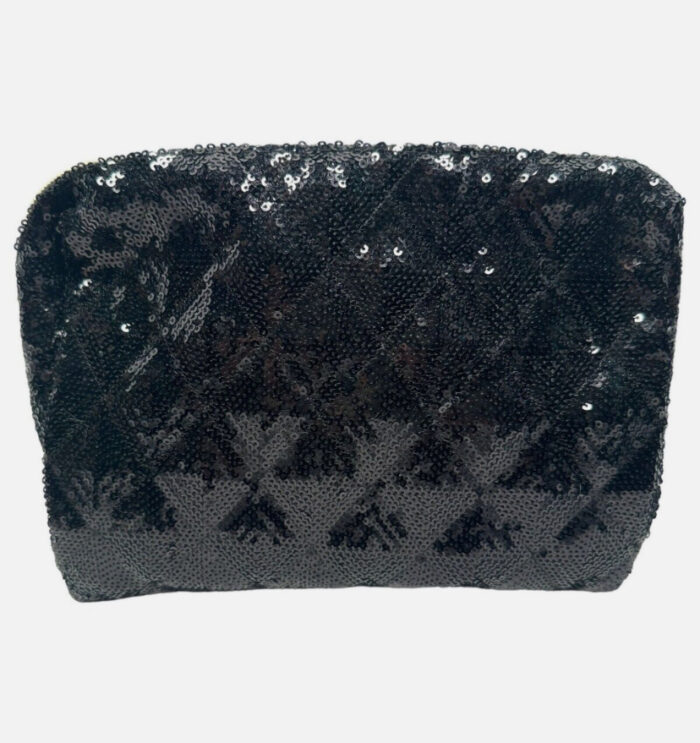 ⁦Juicy Couture Black Makeup Clutch Cosmetic Toiletry Bag Sequin Zip⁩ - الصورة ⁦3⁩