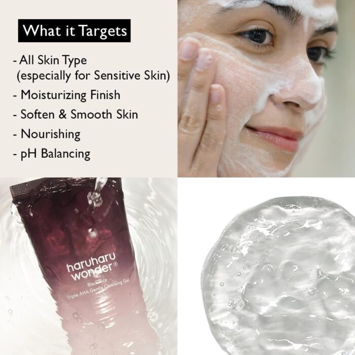 ⁦haruharu wonder Black Rice Triple AHA Gentle Cleansing Gel⁩ - الصورة ⁦2⁩