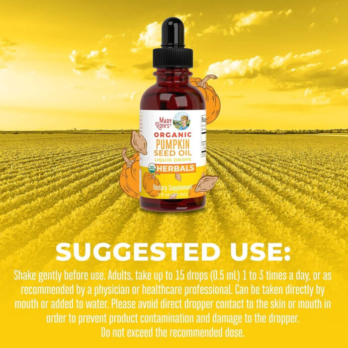 MaryRuth's Organic Pumpkin Seed Oil Liquid Drops Alcohol Free, 459 mg (30 ml) - Image 3