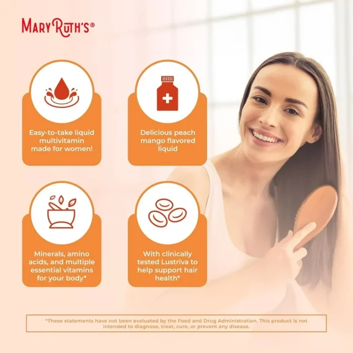 MaryRuth's Liquid Morning Multivitamin + Hair Growth Peach Mango - Image 7