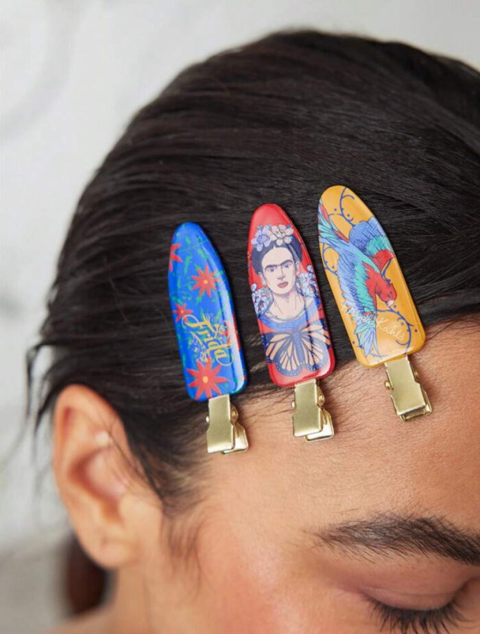 Frida Kahlo 6pcs Flower And Butterfly Print Crease-Free Hair Clips - Image 2