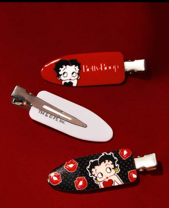 Betty Boop 6pcs Cartoon Character & Letter Design Crease-Free Hair Clips - Image 4