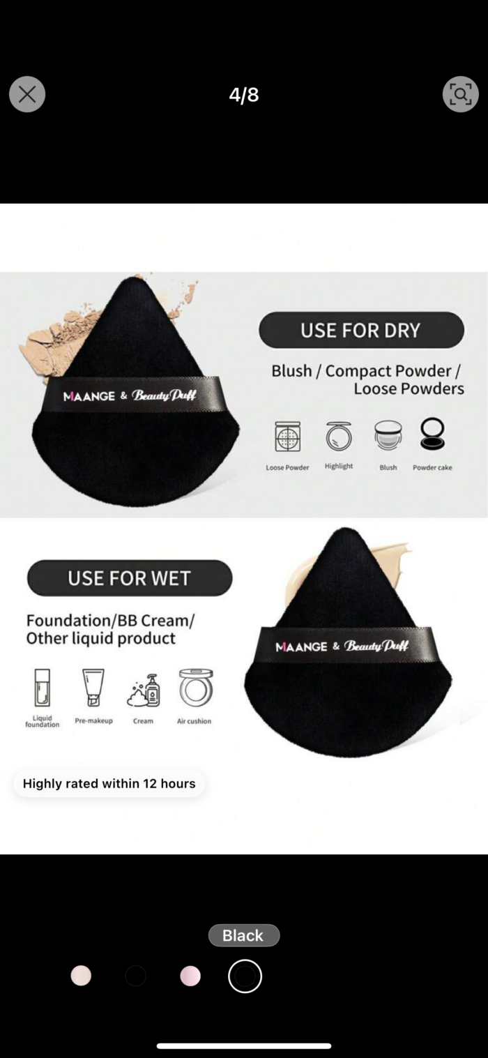 Face Brush Set, 3pcs Brush+2pcs Triangle Powder Puff - Image 3