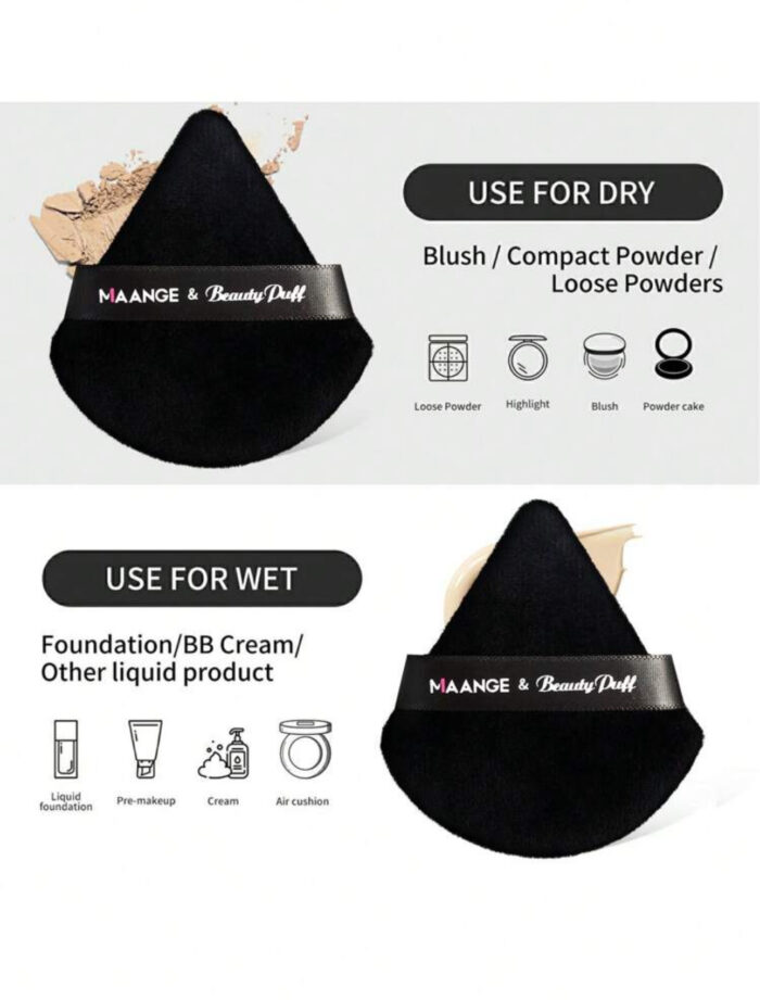 Face Brush Set, 3pcs Brush+2pcs Triangle Powder Puff - Image 4