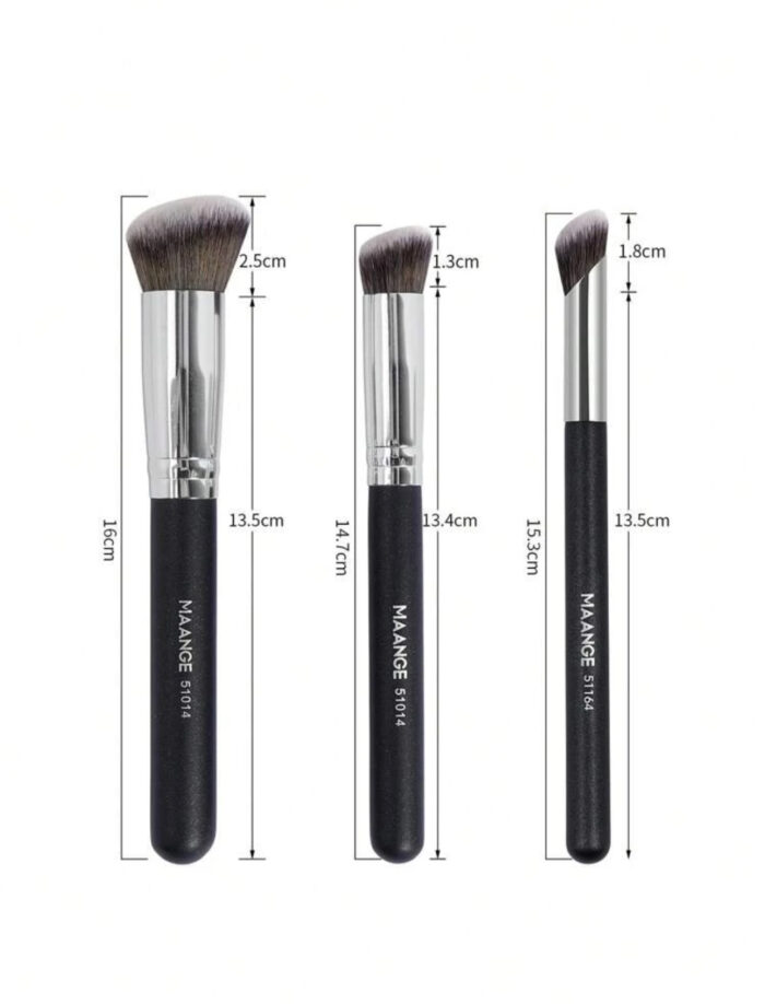Face Brush Set, 3pcs Brush+2pcs Triangle Powder Puff - Image 6