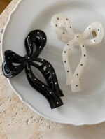 2pcs Set Women's Sweet Bow Polka Dot Large Hair Claw Clips Valentine's Day Valentines