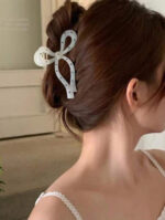 2pcs Set Women's Sweet Bow Polka Dot Large Hair Claw Clips Valentine's Day Valentines - Image 2