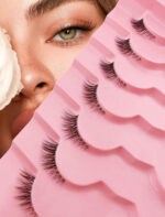7 pair half lashes natural look with clear band