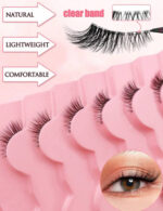 ⁦7 pair half lashes natural look with clear band⁩ - الصورة ⁦2⁩