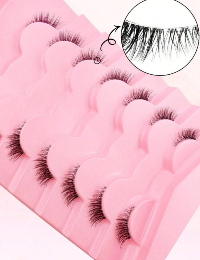 ⁦7 pair half lashes natural look with clear band⁩ - الصورة ⁦3⁩