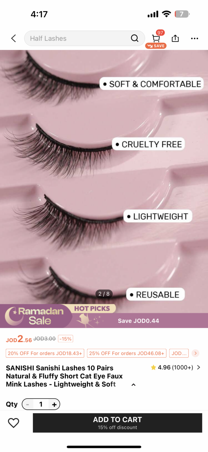 ⁦10 Pairs Natural & Fluffy Short Cat Eye Lashes⁩ - الصورة ⁦5⁩