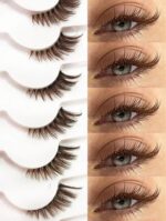 7 pair brown half lashes natural look with clear band - Image 2