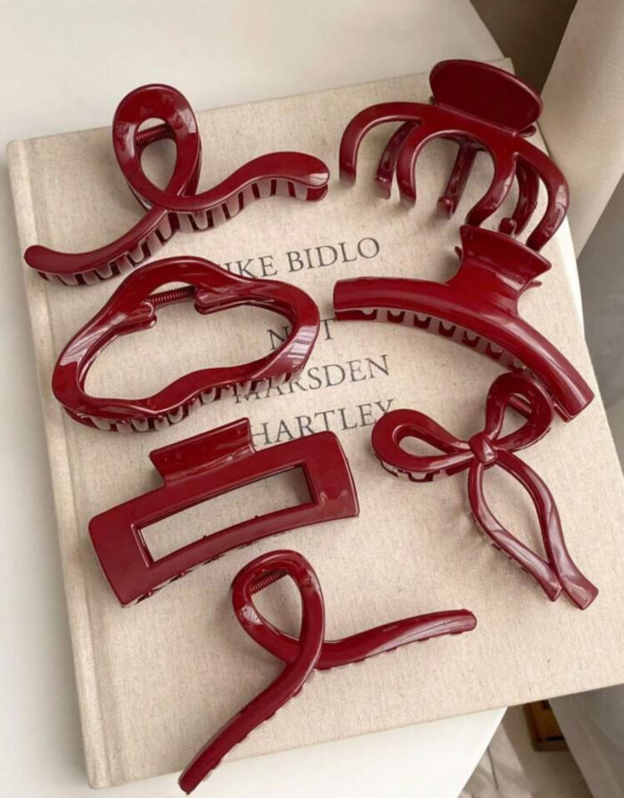 ⁦Hair clip wine color 6 pcs⁩ - الصورة ⁦2⁩