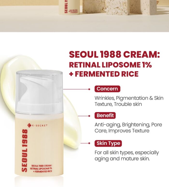 ⁦KSECRET SEOUL 1988 Cream : Retinal Liposome 1% + Fermented Rice 50 ml⁩ - الصورة ⁦4⁩