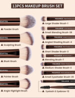 13 makeup brush set brown - Image 3