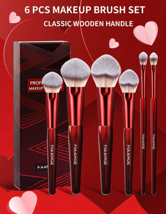 6 pcs makeup brush heart-shaped - Image 5