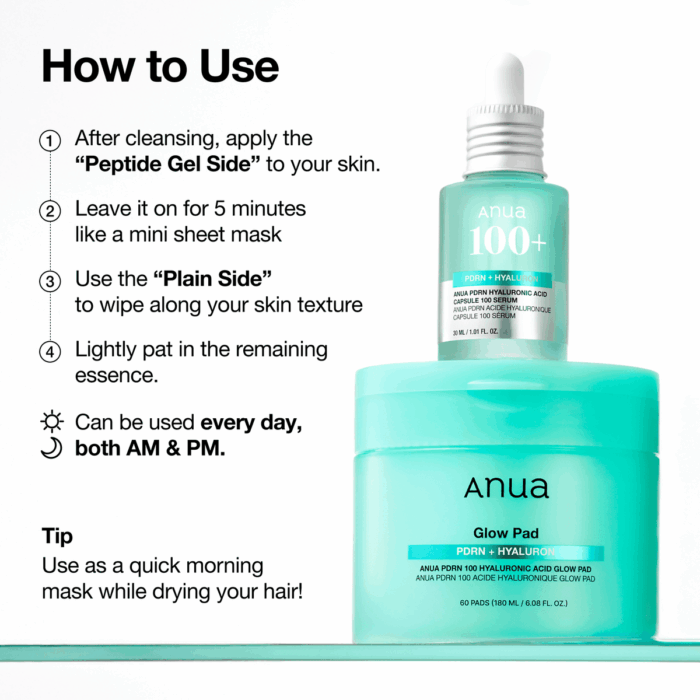 Anua PDRN 100 Hyaluronic Acid Glow Pad - 90 pads - Image 4
