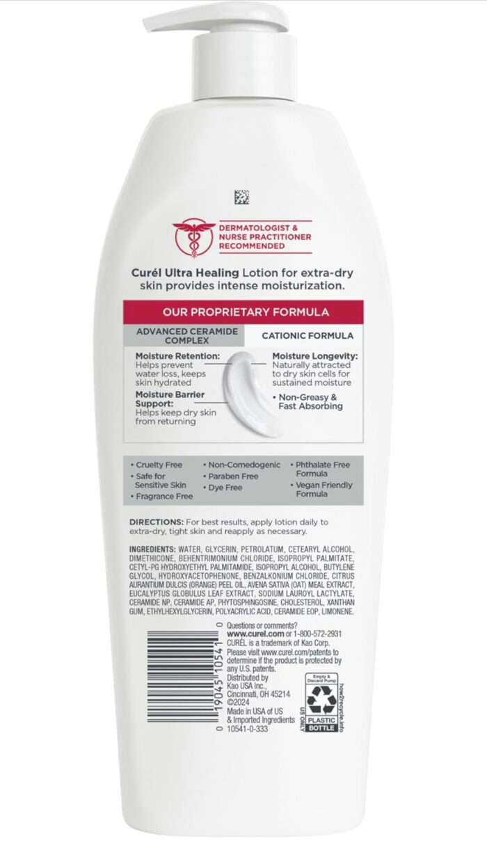 ⁦Curel Ultra Healing Intensive Lotion for Extra-Dry Tight Skin 591 ml⁩ - الصورة ⁦4⁩