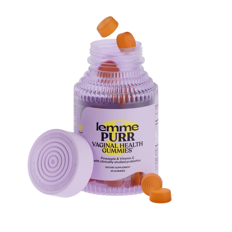 IMG_8853 Lemme Purr, Vaginal Probiotic Gummies, Pineapple, 60 Gummies - Image 1
