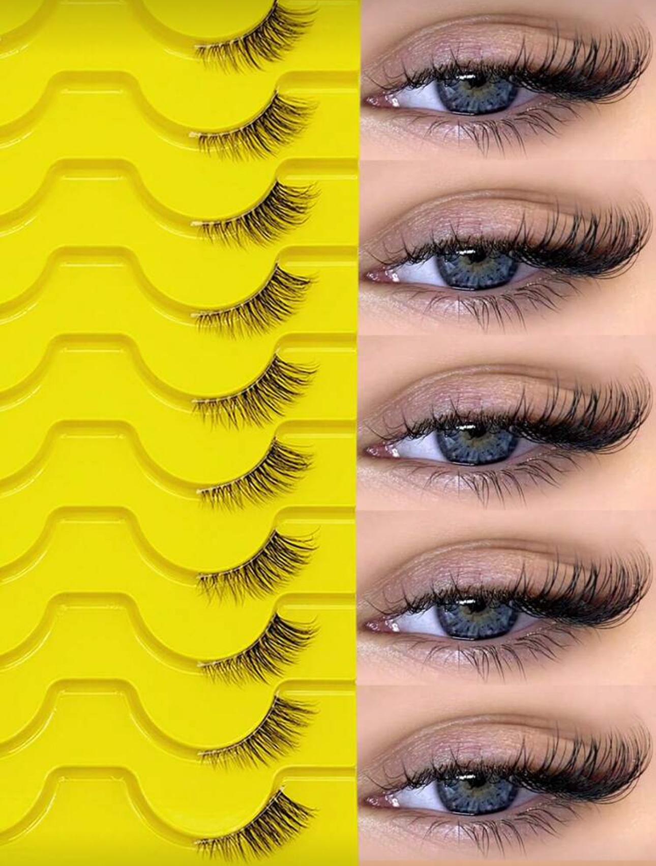 IMG_6424 Eyelashes Natural Half Lashes Cat Eye Clear Band 10 pair - Image 1