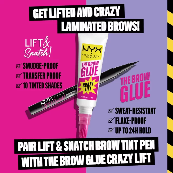 NYX The Brow Glue Crazy Lift Brow Lamination Gel- Transparent - Image 7