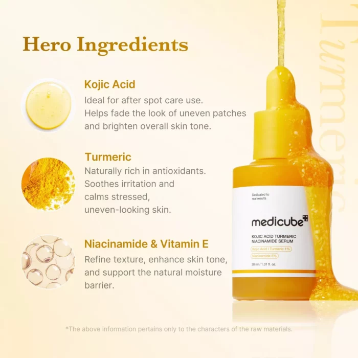 ⁦medicube Kojic Acid Turmeric Niacinamide Serum - 30 ml⁩ - الصورة ⁦3⁩