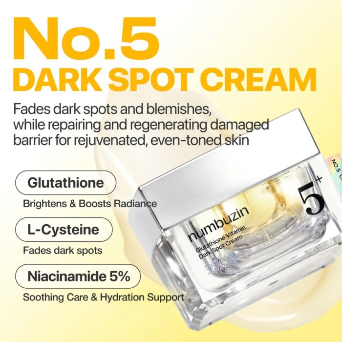 Numbuzin No.5+ Glutathione Vitamin Dark Spot Cream 50 ml - Image 2